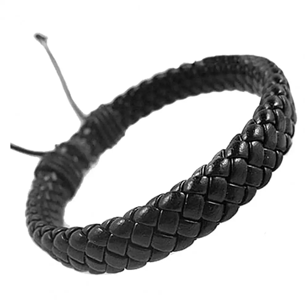 Handmade Braided Faux Leather Bracelet - WOWihte