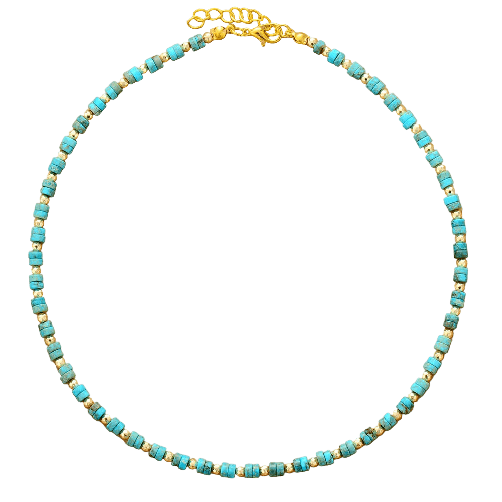 Handmade Gold Turquoise Choker - WOWihte