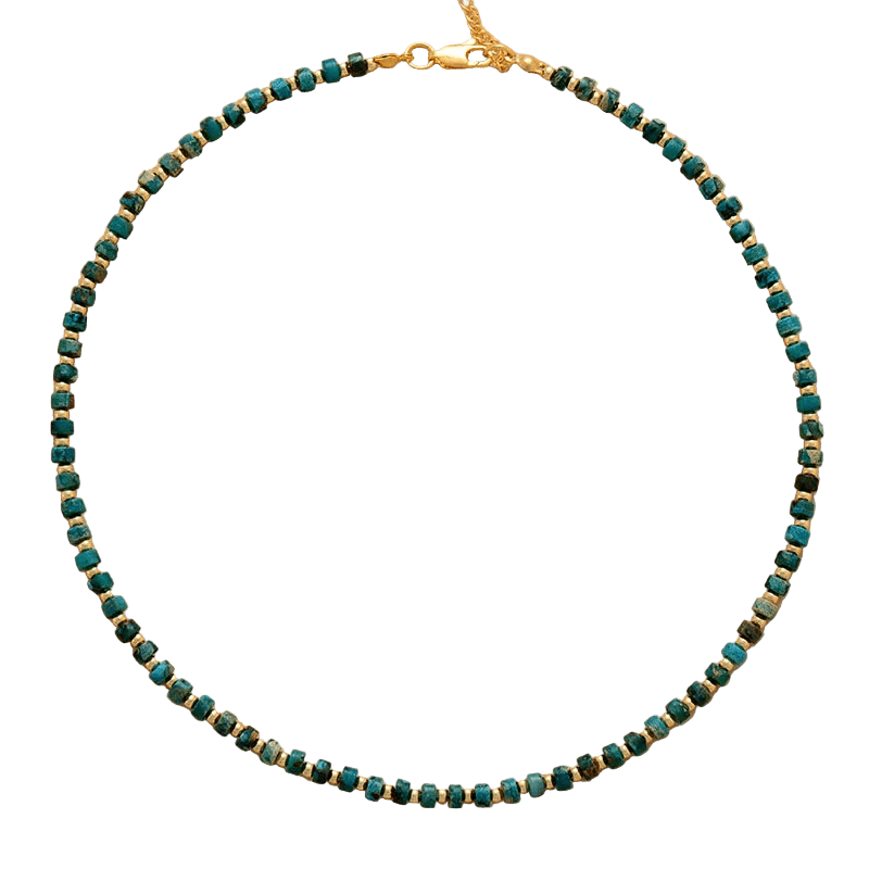 Handmade Gold Turquoise Choker - WOWihte