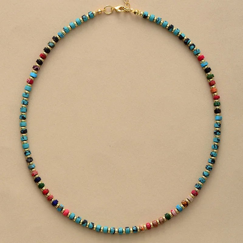 Handmade Turquoise Beaded Choker - WOWihte