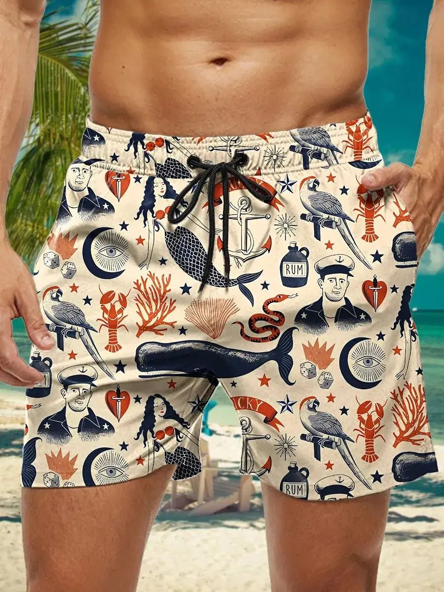 Hawaiian 3D Floral Swim Trunks - WOWihte