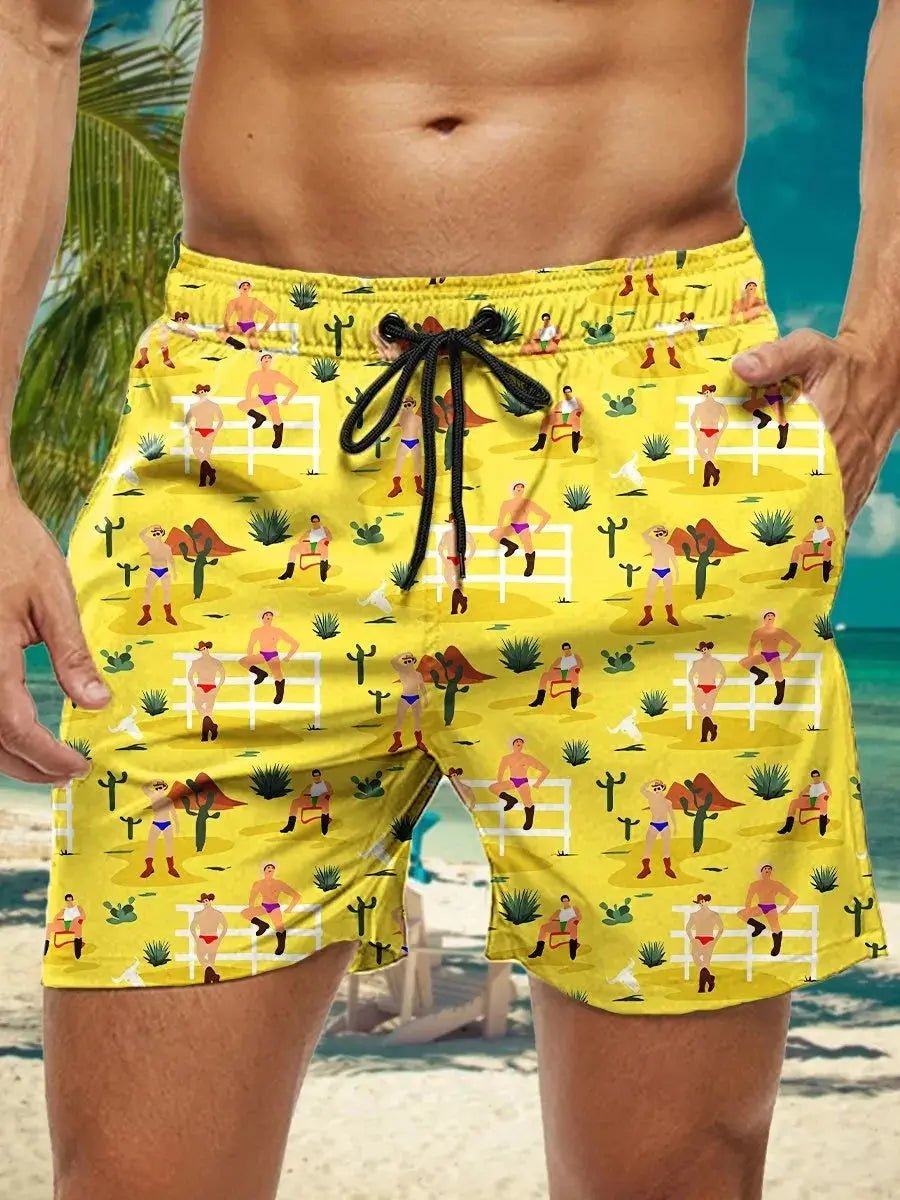 Hawaiian 3D Floral Swim Trunks - WOWihte