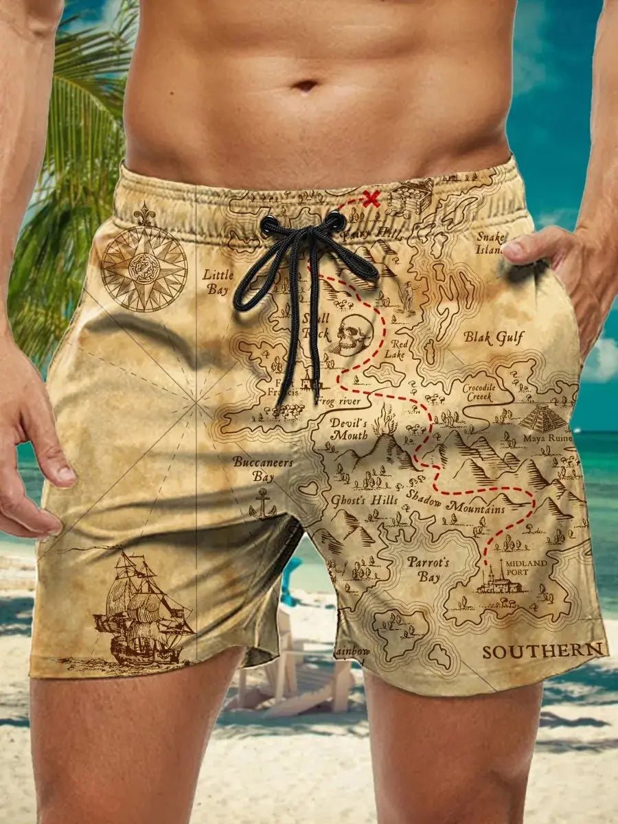 Hawaiian 3D Floral Swim Trunks - WOWihte