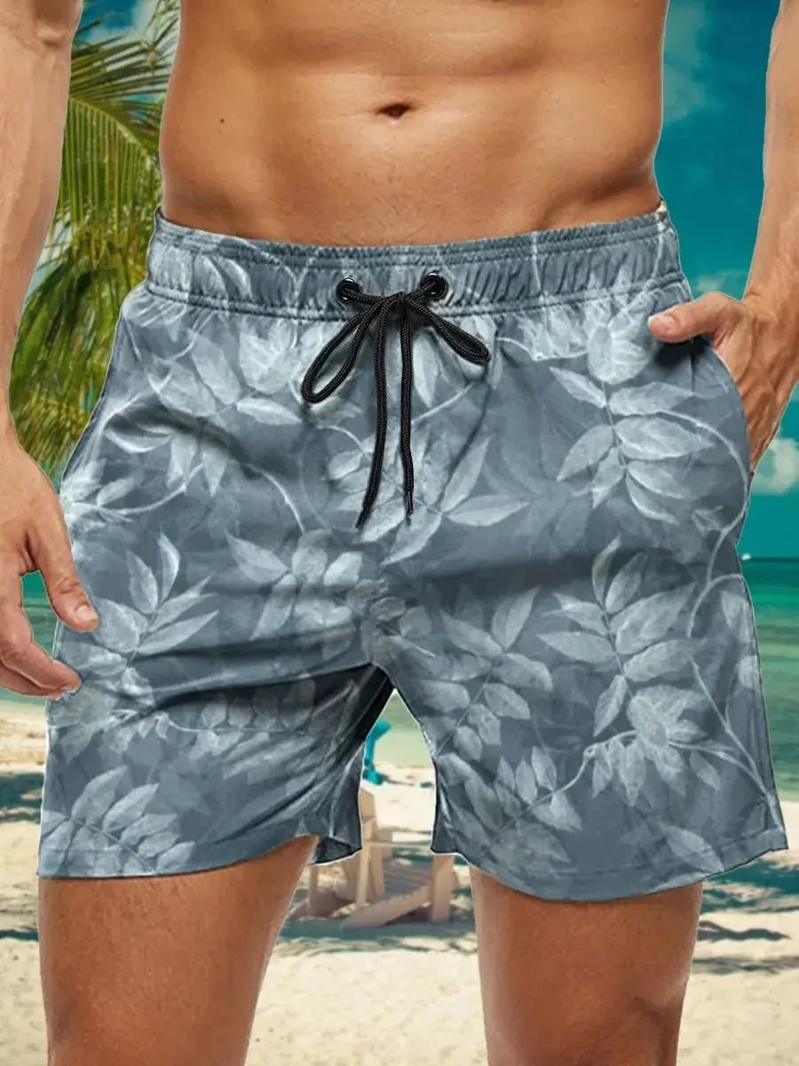 Hawaiian 3D Floral Swim Trunks - WOWihte