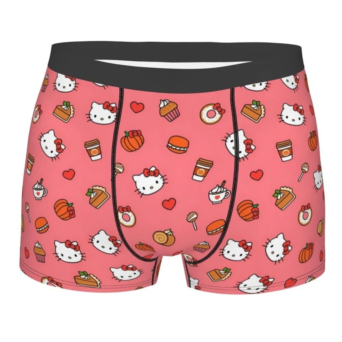 Hello Kitty Pattern Cartoon Boxer Shorts Panties Printed Underwear Quilt Underpants Men Sanrio Comfortable Boxers Briefs - WOWihte