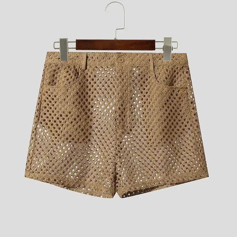 Hollow Mesh Streetwear Shorts - WOWihte
