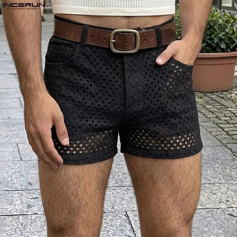 Hollow Mesh Streetwear Shorts - WOWihte