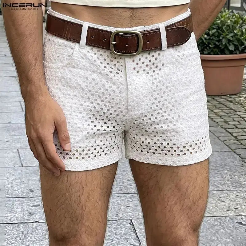 Hollow Mesh Streetwear Shorts - WOWihte