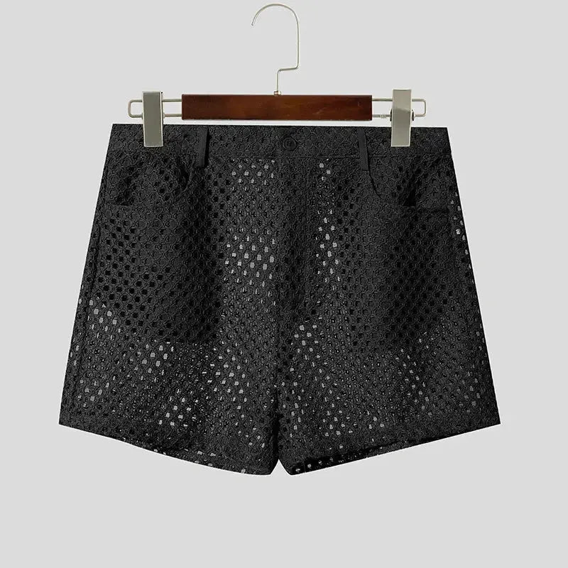 Hollow Mesh Streetwear Shorts - WOWihte