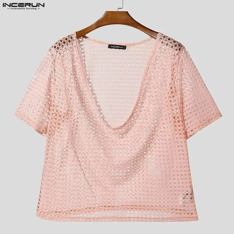 Hollow Out Mesh Tee Shirt - WOWihte