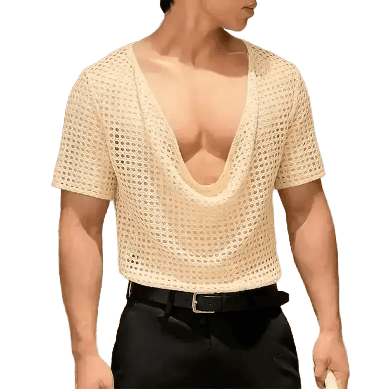 Hollow Out Mesh Tee Shirt - WOWihte