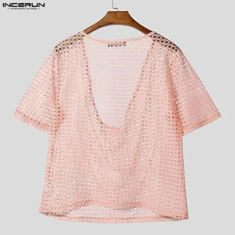 Hollow Out Mesh Tee Shirt - WOWihte