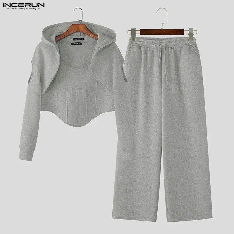 Hooded Crop Sweatsuit Set - WOWihte