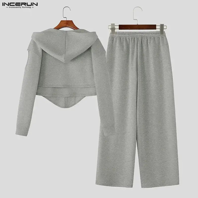 Hooded Crop Sweatsuit Set - WOWihte