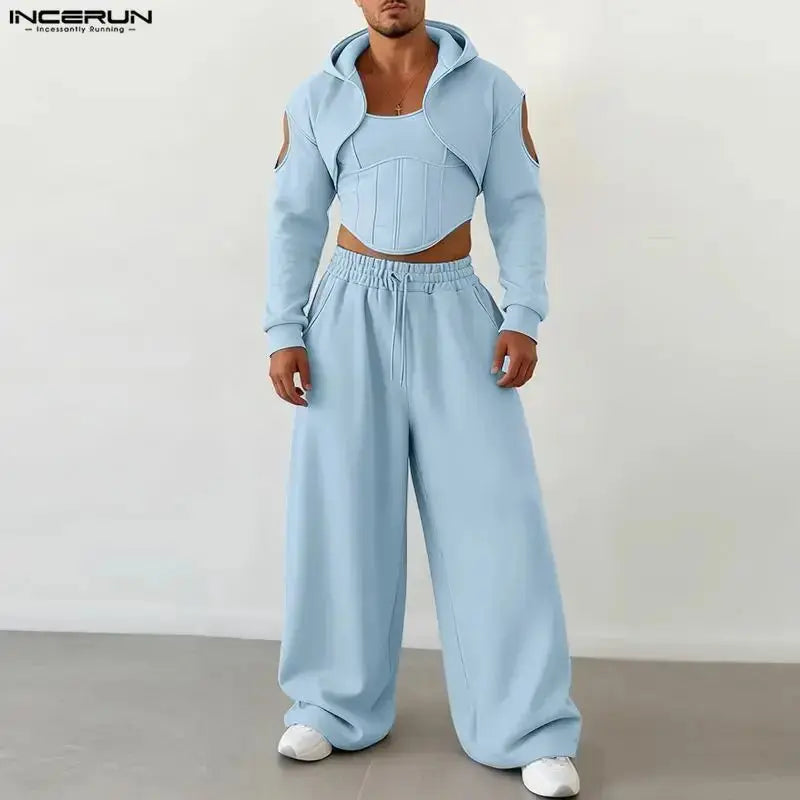 Hooded Crop Sweatsuit Set - WOWihte