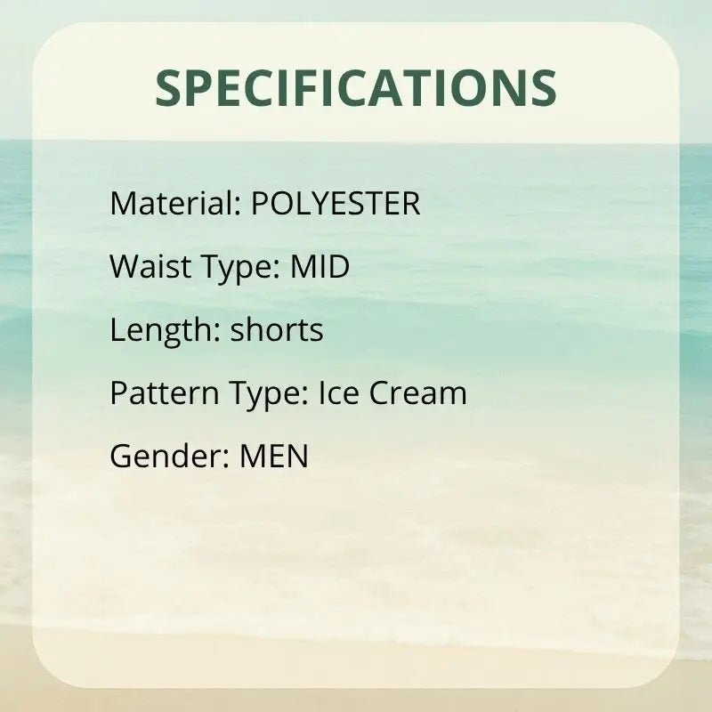 Ice Cream Graphic Beach Shorts - WOWihte