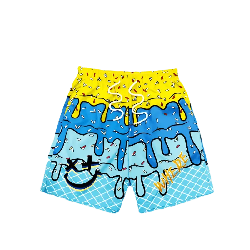 Ice Cream Graphic Beach Shorts - WOWihte