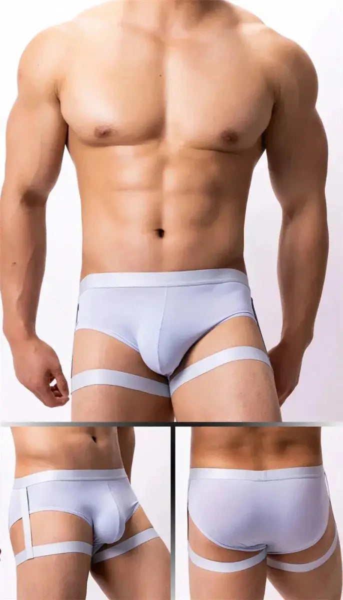 Ice Silk Suspender Briefs - WOWihte