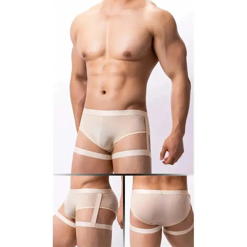 Ice Silk Suspender Briefs - WOWihte