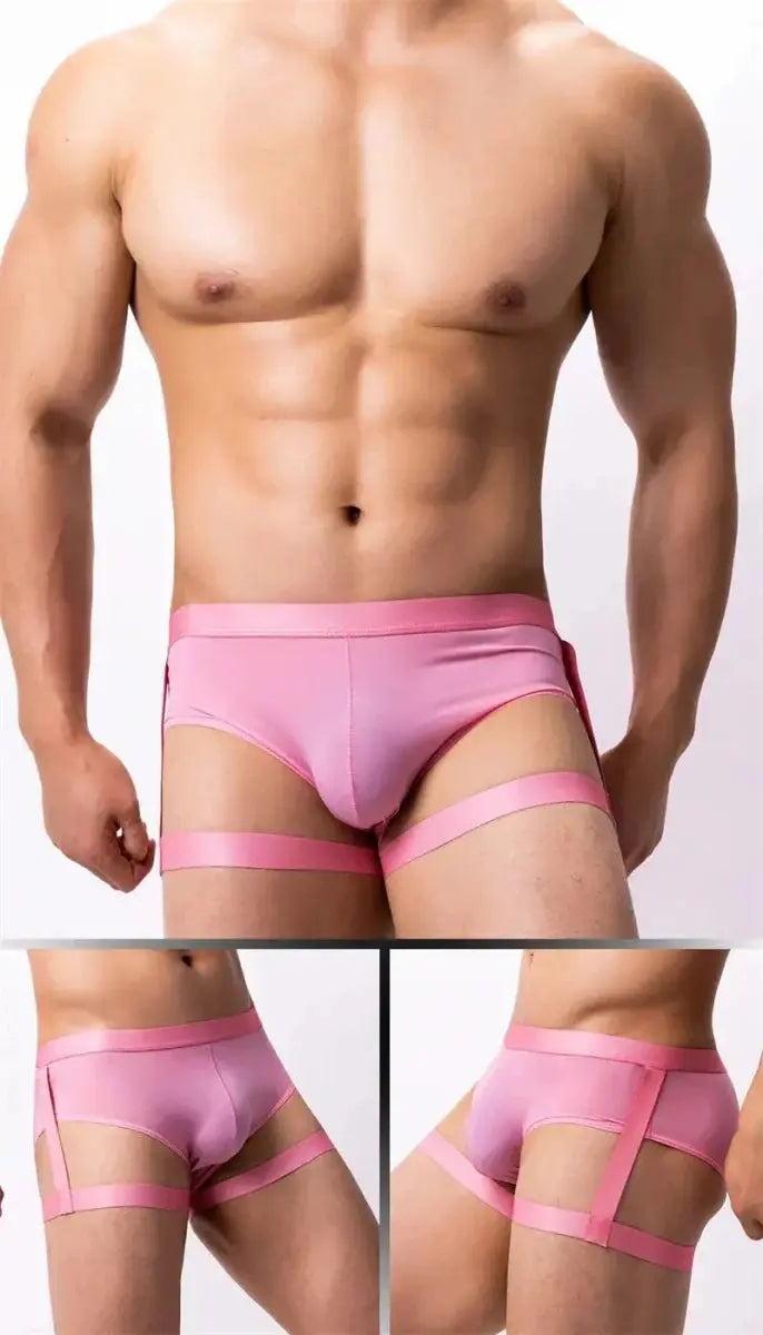 Ice Silk Suspender Briefs - WOWihte