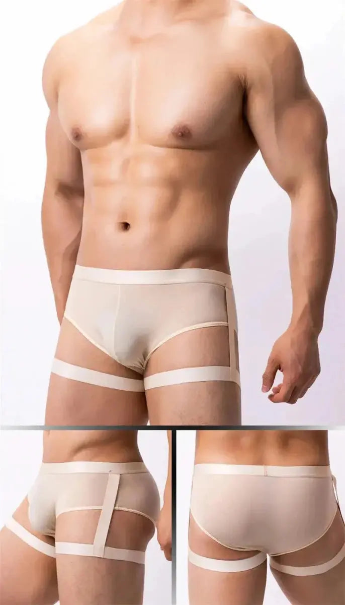 Ice Silk Suspender Briefs - WOWihte