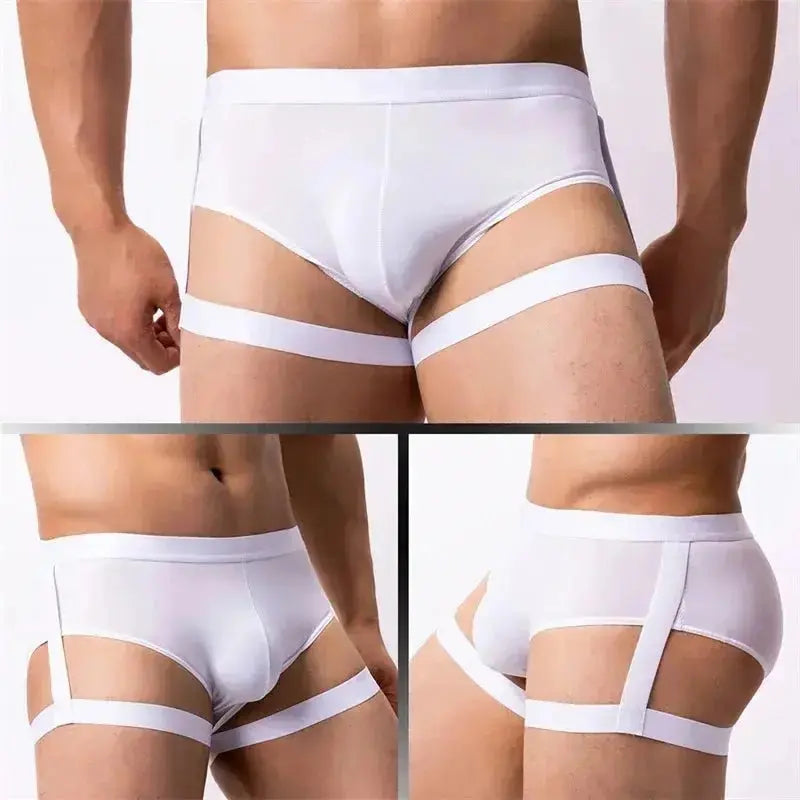 Ice Silk Suspender Briefs - WOWihte
