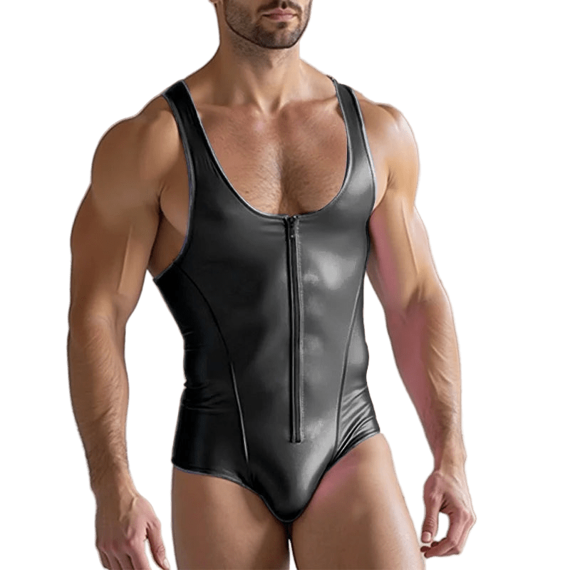 INCERUN Men's Shiny Bodysuit Jumpsuit - WOWihte
