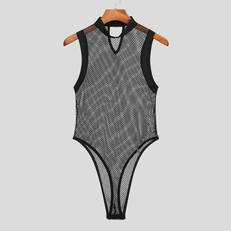 INCERUN Sexy Men's Mesh Bodysuit - WOWihte