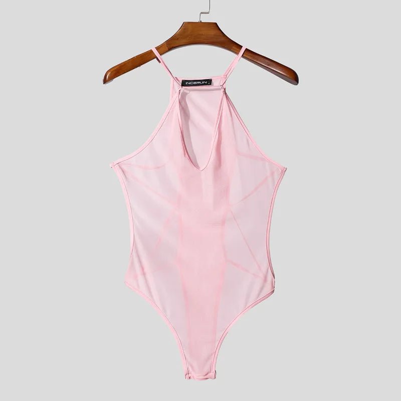 INCERUN Sexy Mesh Bodysuit Romper - WOWihte