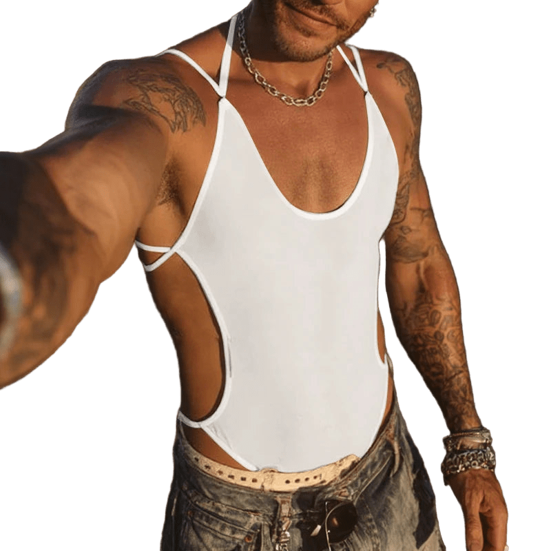 INCERUN Sexy Mesh Bodysuit Romper - WOWihte