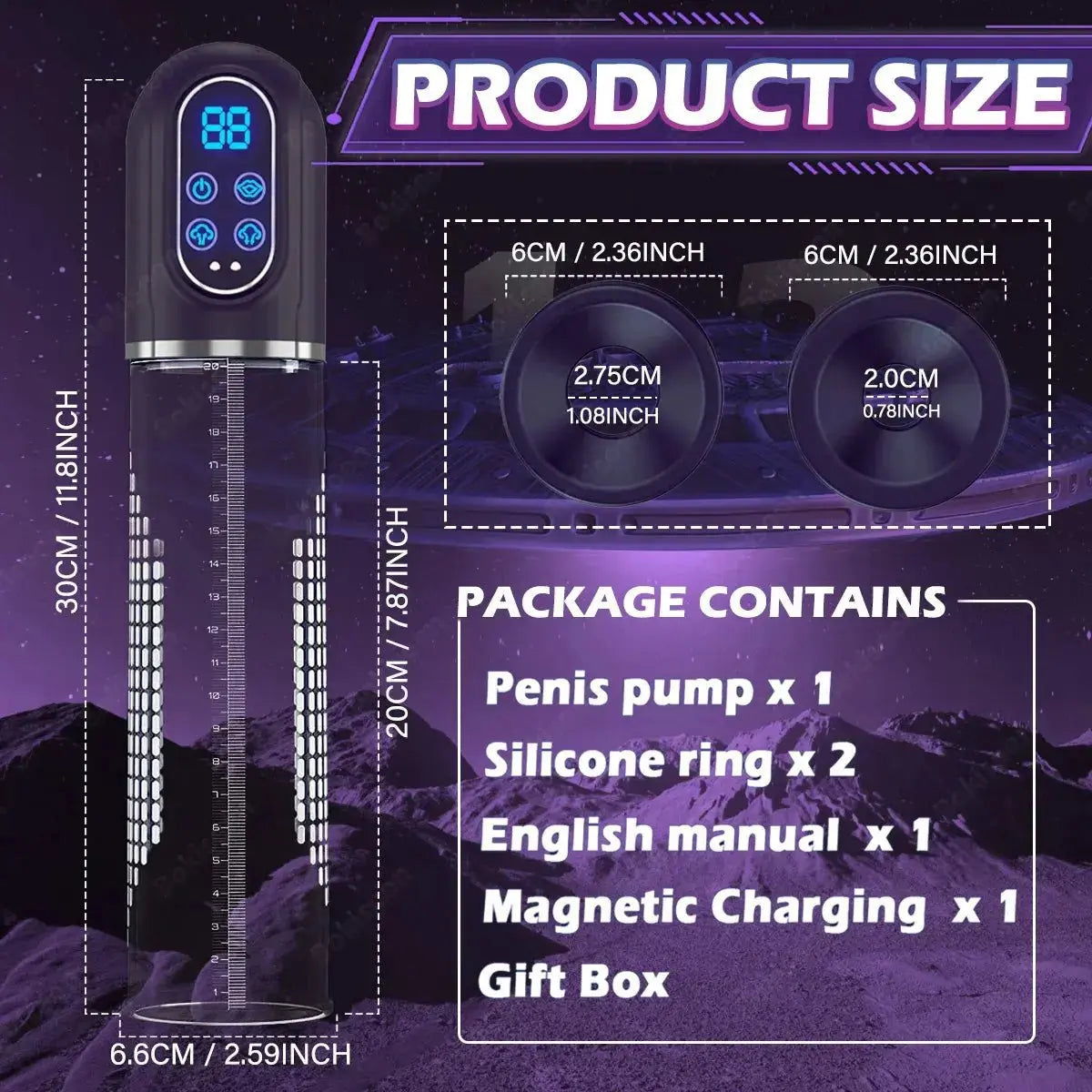 IPX7 Waterproof Electric Penis Pump - WOWihte