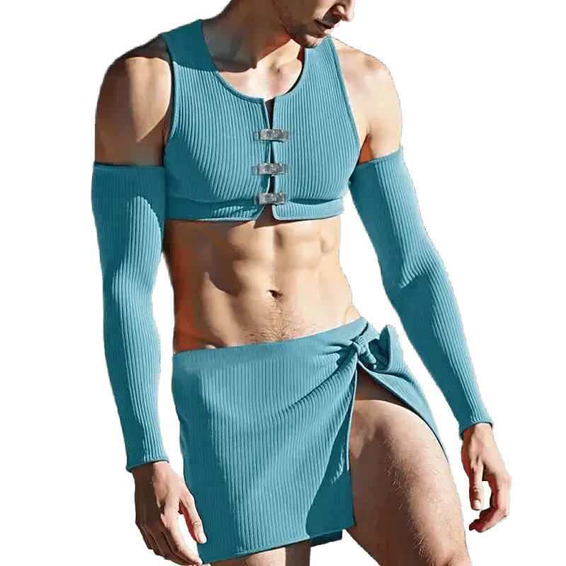 Irregular Crop Top Skirt Set - WOWihte