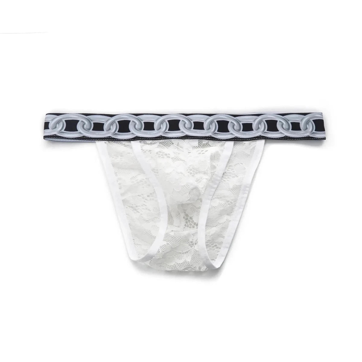 Lace Chain-Print Mini Briefs - WOWihte