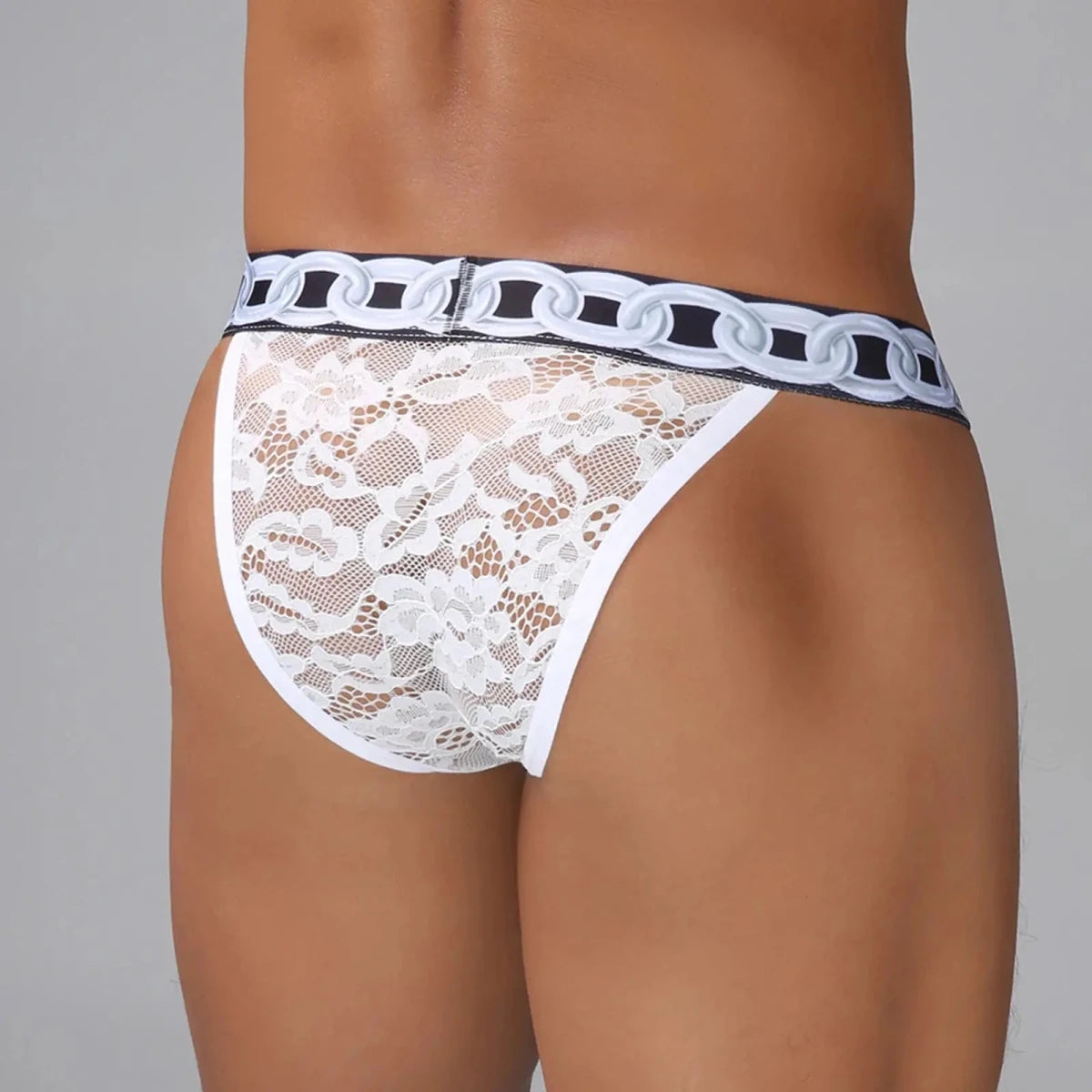 Lace Chain-Print Mini Briefs - WOWihte