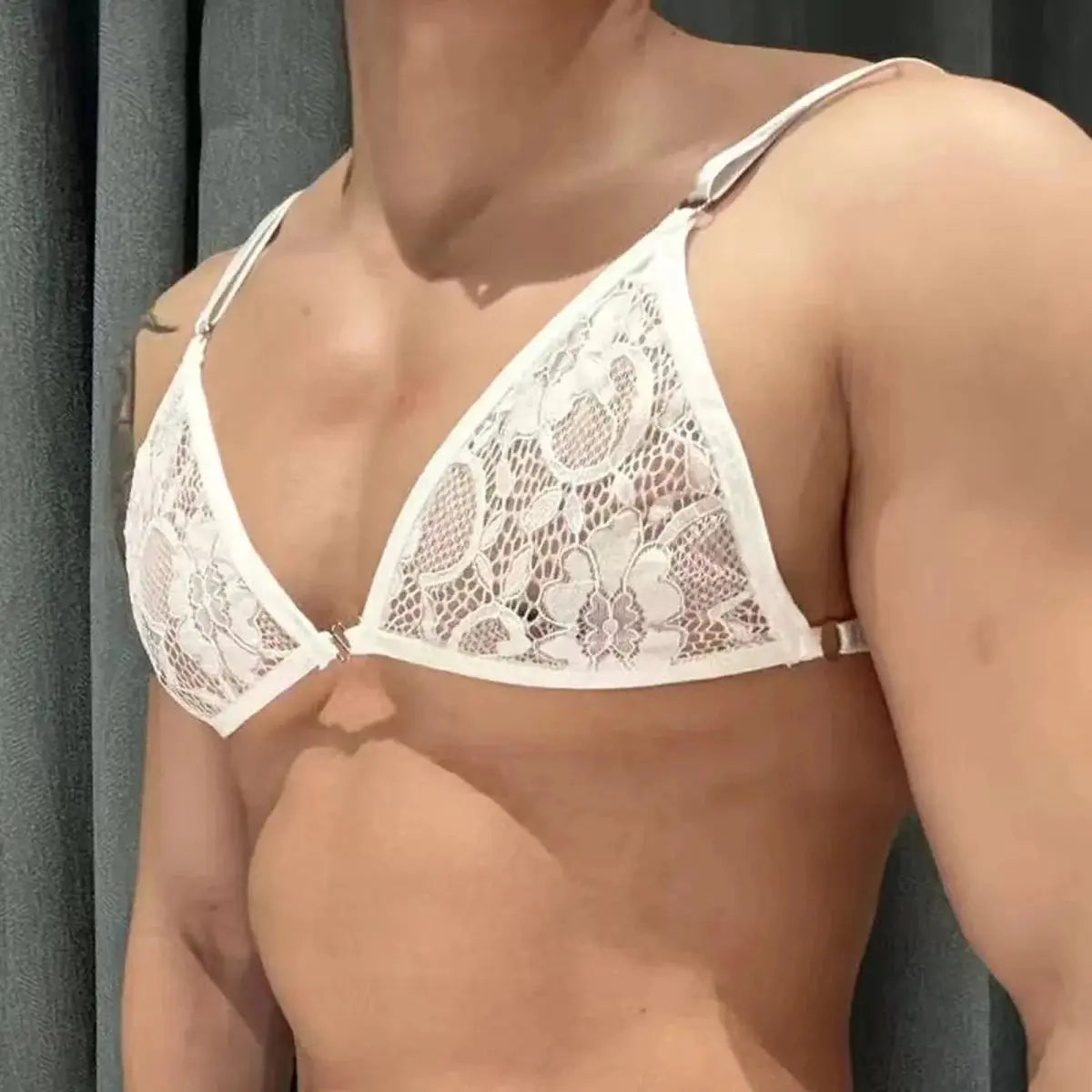 Lace Crossdressing Lingerie Bra Set - WOWihte