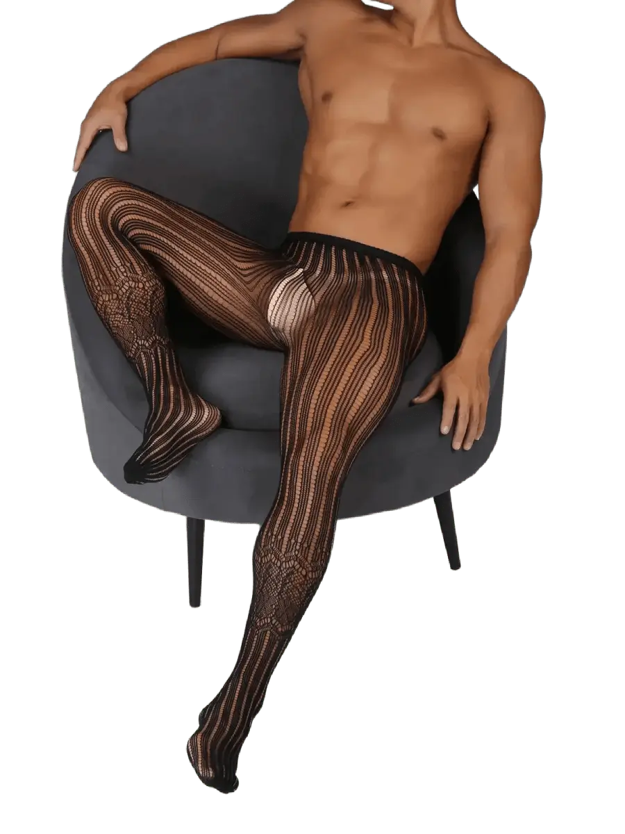 Lace Fishnet Transparent Men's Leggings - WOWihte