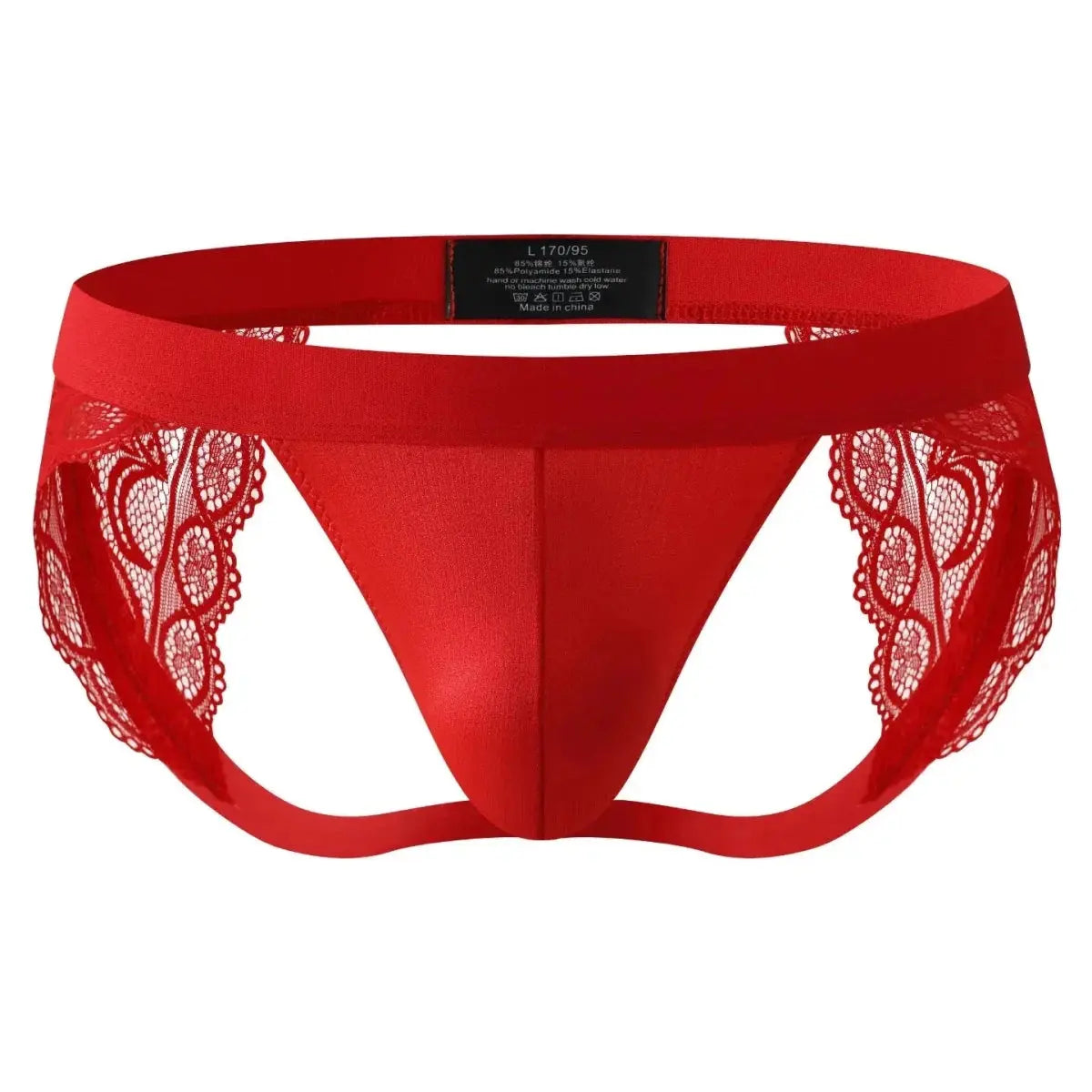 Lace Jockstrap Open Butt Thong - WOWihte