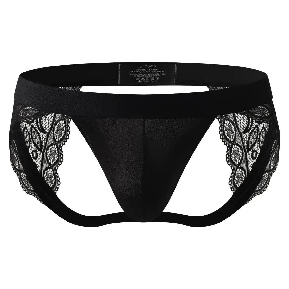Lace Jockstrap Open Butt Thong - WOWihte