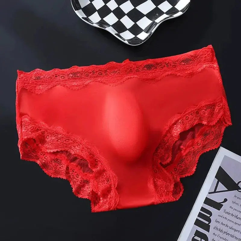Lace Mesh 3D Pouch Briefs - WOWihte