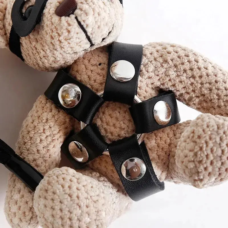 Leather Bondage Collar Chain Set - WOWihte