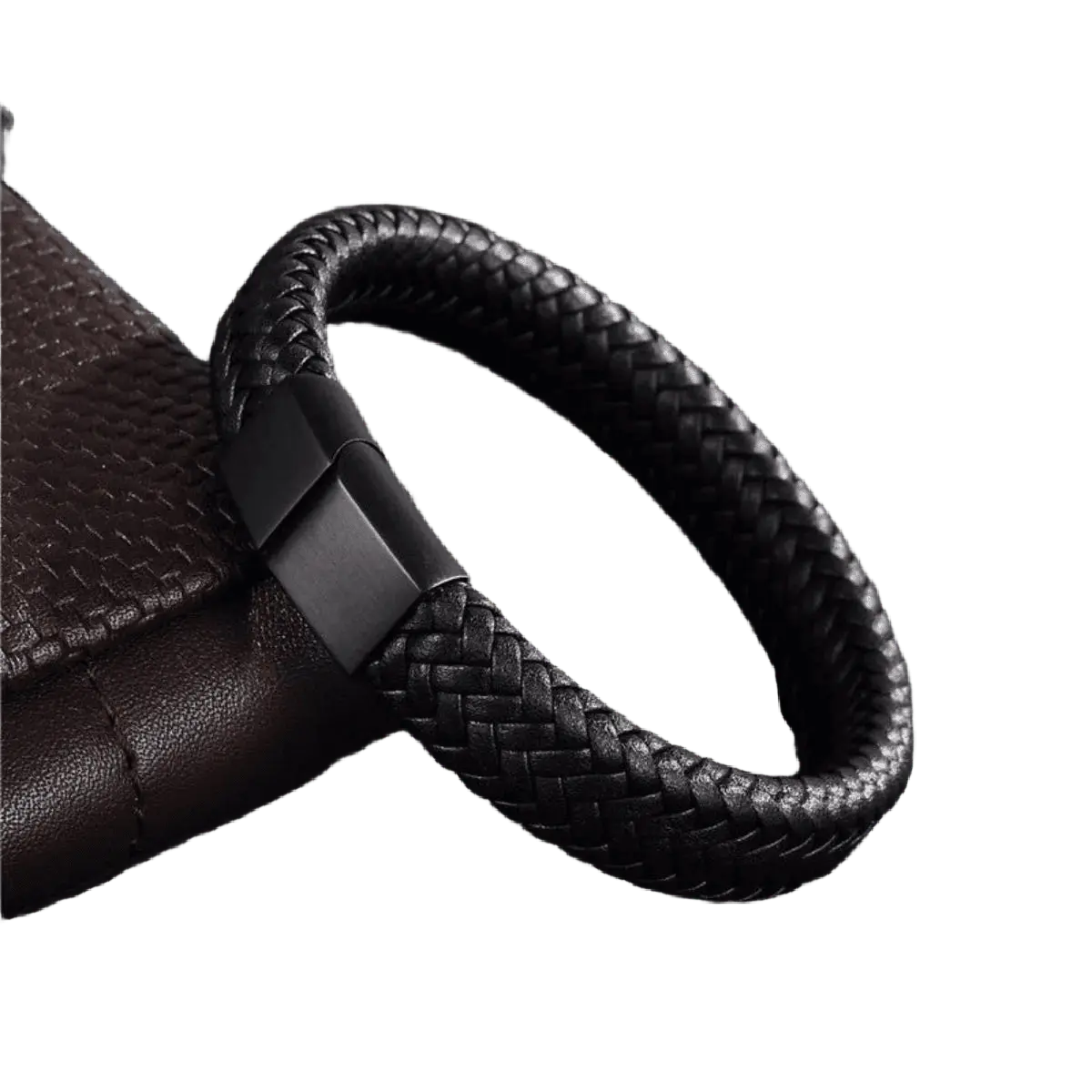 Leather Men's Open Bangle - WOWihte