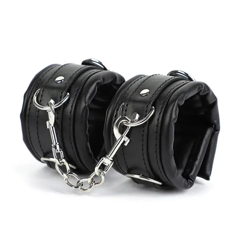 Leather Padded Bondage Cuffs - WOWihte
