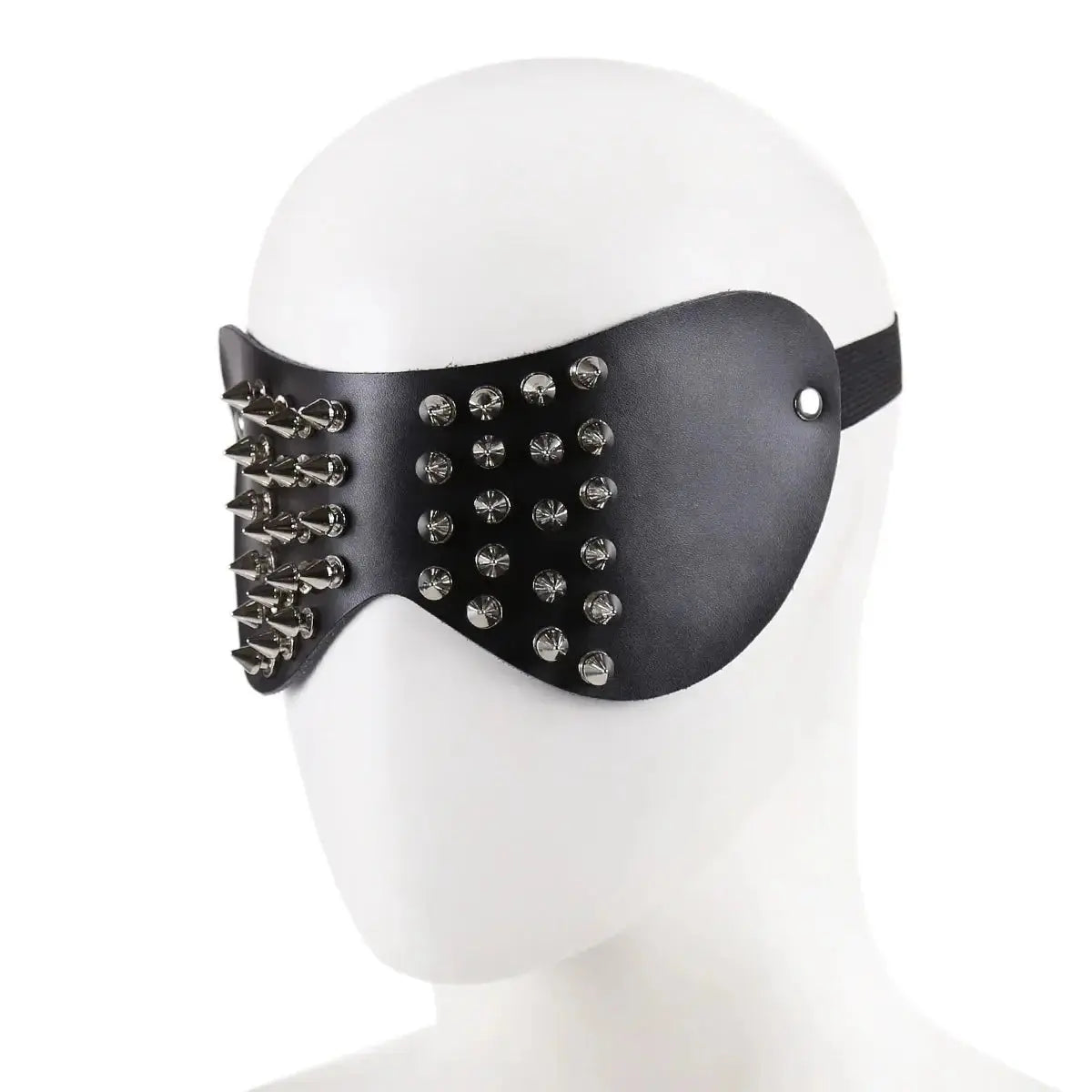 Leather Punk Blindfold with Rivets - WOWihte