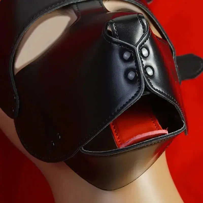Leather Puppy Play Full Hood - WOWihte