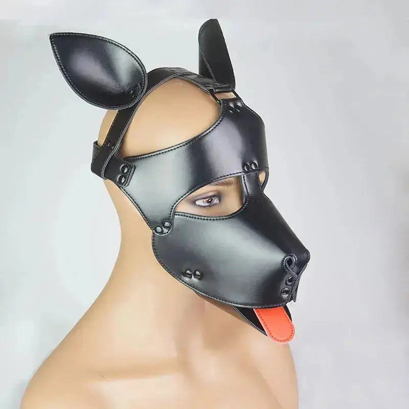 Leather Puppy Play Full Hood - WOWihte