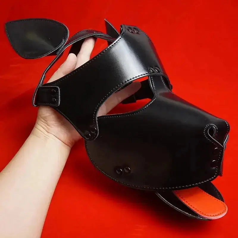Leather Puppy Play Full Hood - WOWihte