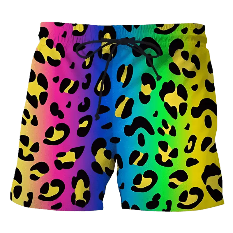 Leopard Print Beach Trunks - WOWihte