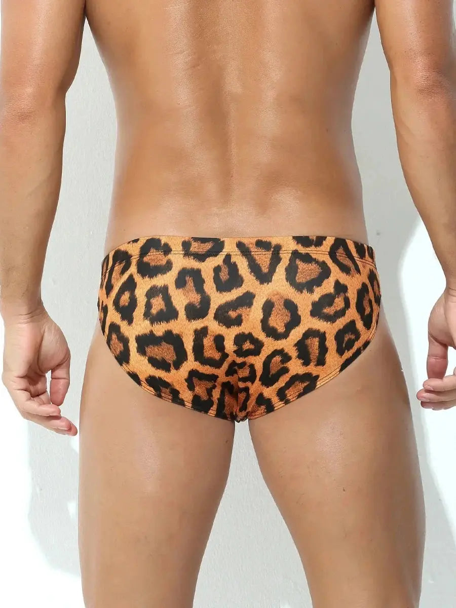 Leopard Print Swim Briefs - WOWihte