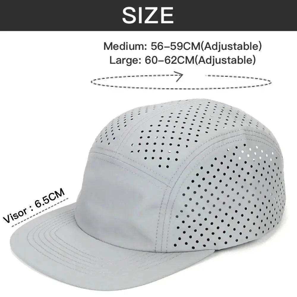 Lightweight Perforated Five - Panel Cap Breathable Running Cap For Men Quick - drying Sun Protect Baseball Caps Training Hat - WOWihte