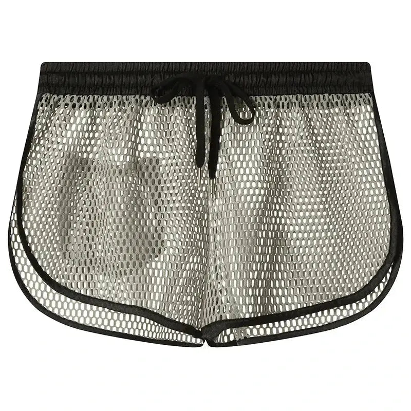 Low Waist Mesh Breathable Swim Trunks - WOWihte